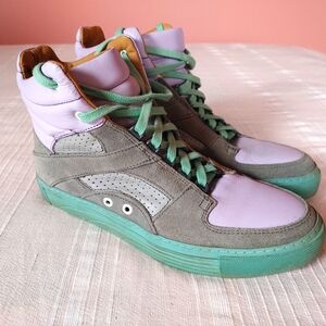 John Fluevog LoPro Leon Retro High-Top Sneakers in Lavender, Gray & Aqua